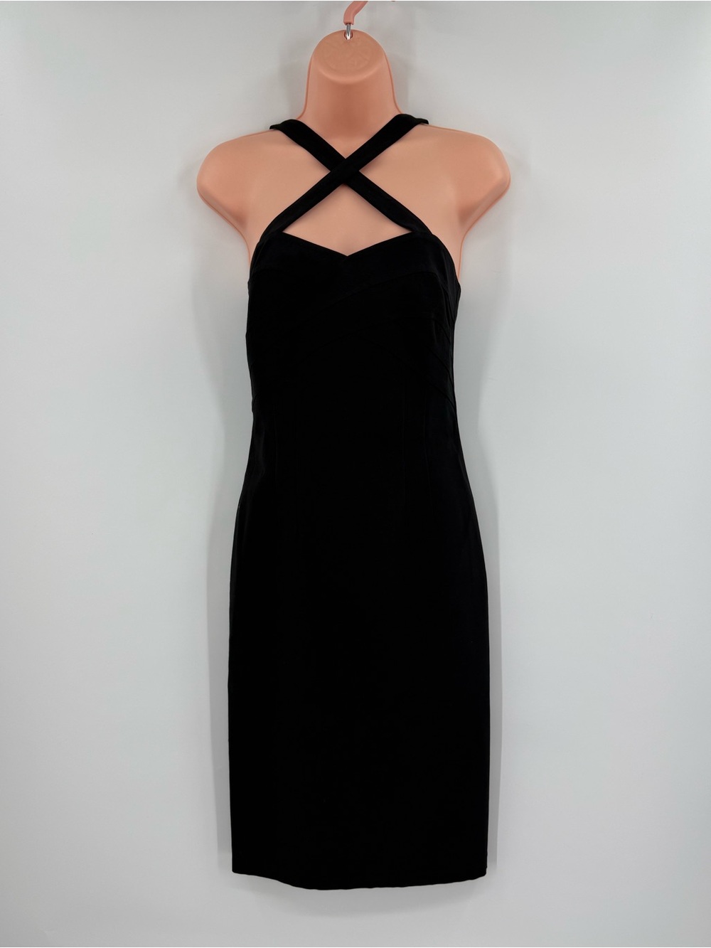 Maria Bianca Nero Y2K Crisscross Strap Bodycon Sheath Dress | Black | Medium
